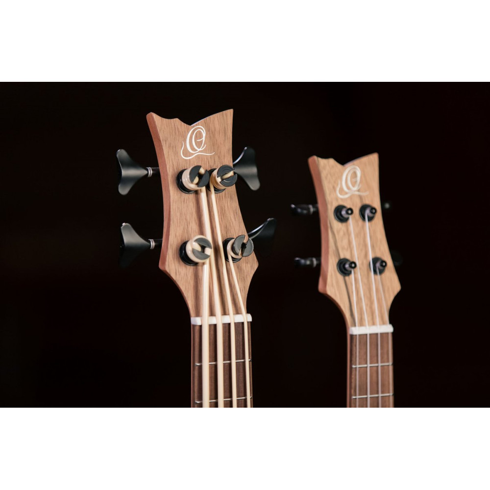 Ortega HYDRA-BSTE Custom Built Series Double-Neck UkeBass / Tenor Ukulele - Paldao Natural + Bag