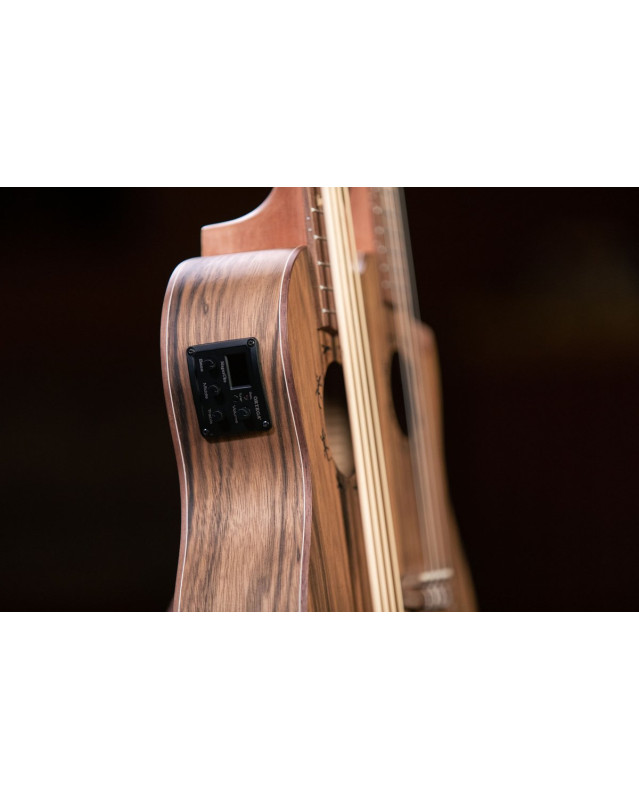 Ortega HYDRA-BSTE Custom Built Series Double-Neck UkeBass / Tenor Ukulele - Paldao Natural + Bag
