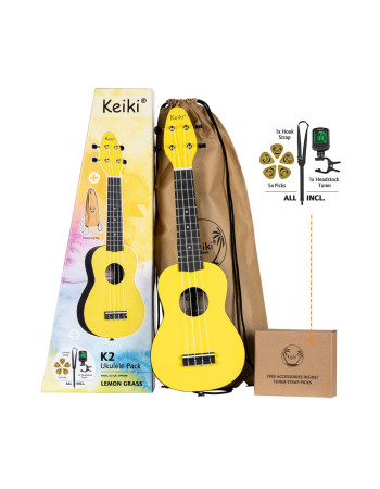 KEIKI K2 Series Soprano Ukulele Set - Agathis / ABS Lemon Grass