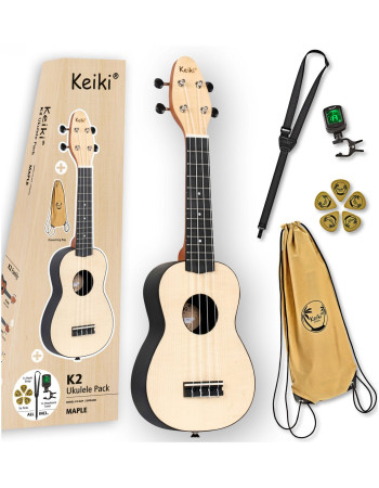 KEIKI K2 Series Soprano Ukulele Set - Maple Natural / ABS