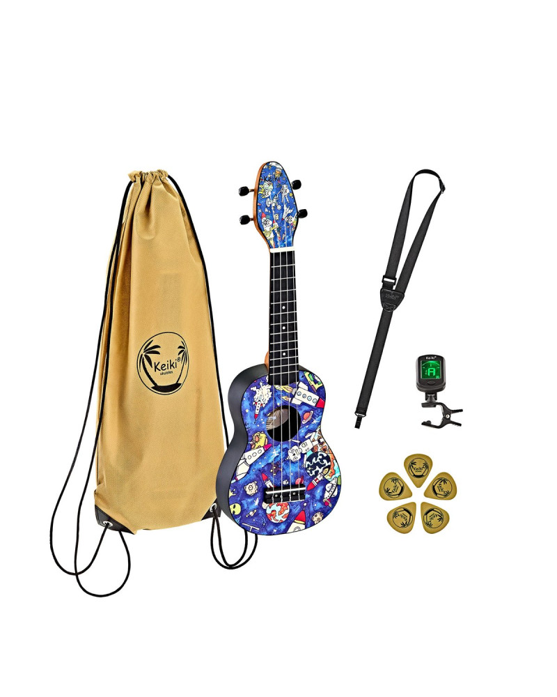 KEIKI K2 Series Soprano Ukulele Set - Agathis / ABS Spaceman
