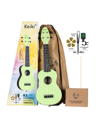 KEIKI K2 Series Soprano Ukulele Set - Agathis / ABS Tomatillo
