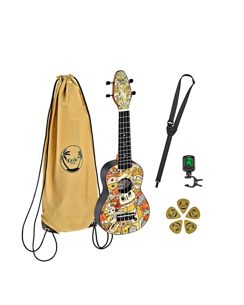 KEIKI K2 Series Soprano Ukulele Set - Agathis / ABS Voodoo Puppet