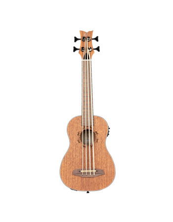Ortega LIZZY-BS-GB-L Lizard Series Short Scale Uke Bass 4 String Lefty - Acacia Natural + Bag