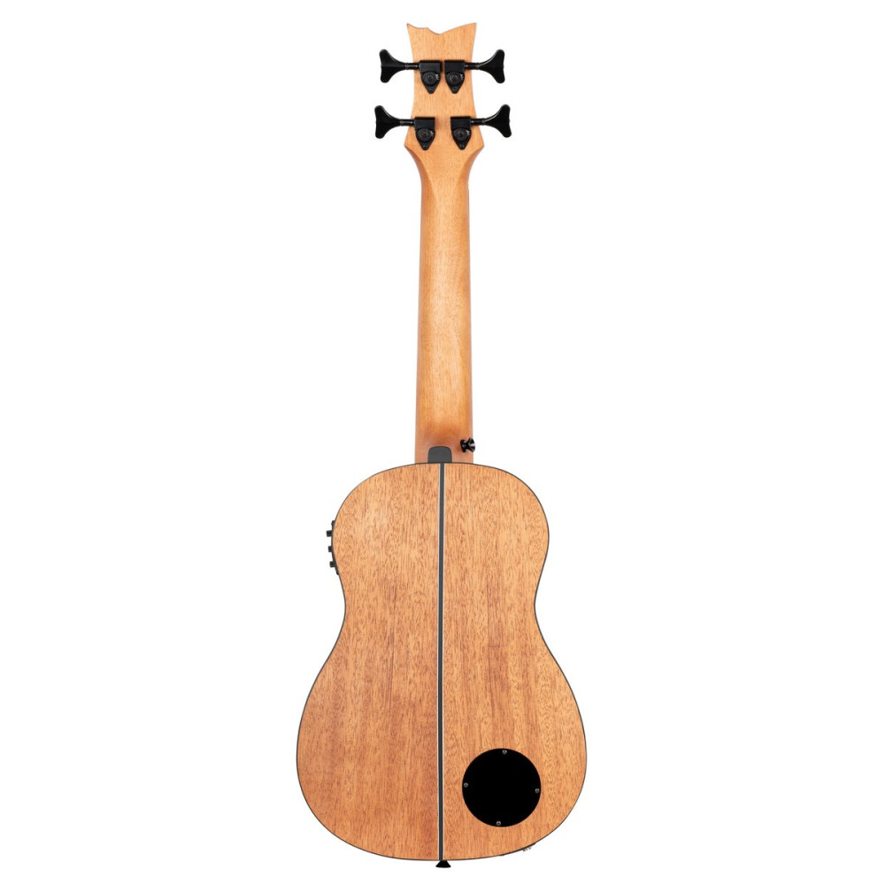 Ortega LIZZY-BS-GB-L Lizard Series Short Scale Uke Bass 4 String Lefty - Acacia Natural + Bag