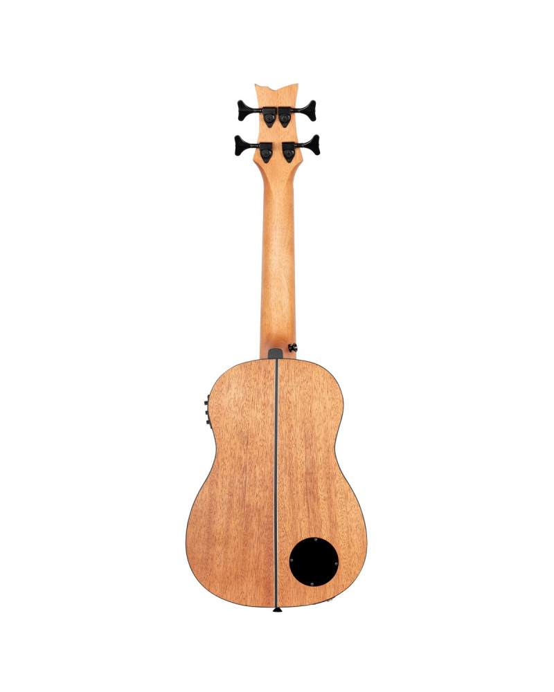 Ortega LIZZY-BS-GB-L Lizard Series Short Scale Uke Bass 4 String Lefty - Acacia Natural + Bag