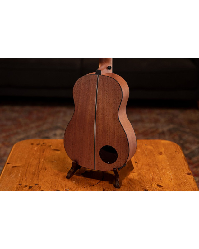 Ortega LIZZY-BS-GB-L Lizard Series Short Scale Uke Bass 4 String Lefty - Acacia Natural + Bag