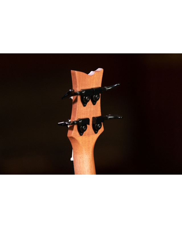 Ortega LIZZY-BSFL-GB Lizard Series Short Scale Fretless Uke Bass 4 String - Mahogany Natural + Bag