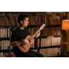 Ortega LIZZY-BSFL-GB Lizard Series Short Scale Fretless Uke Bass 4 String - Mahogany Natural + Bag