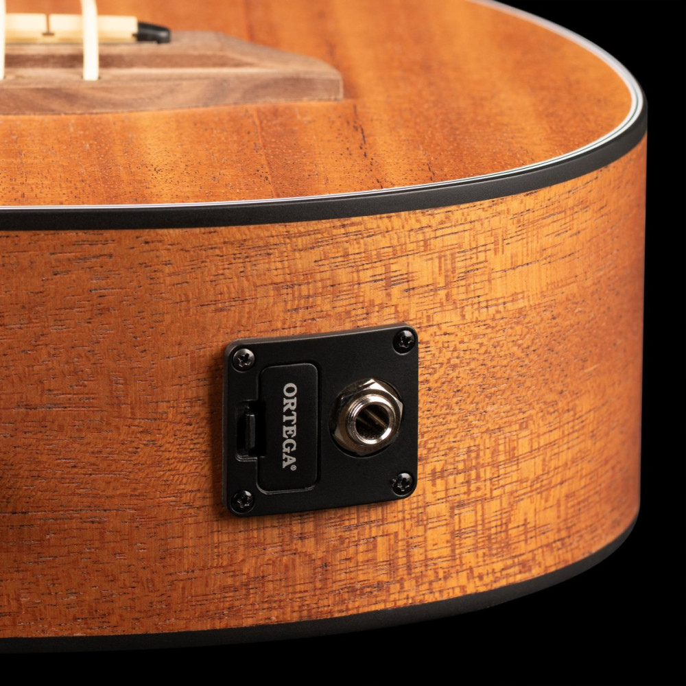 Ortega LIZZY-BSFL-GB Lizard Series Short Scale Fretless Uke Bass 4 String - Mahogany Natural + Bag
