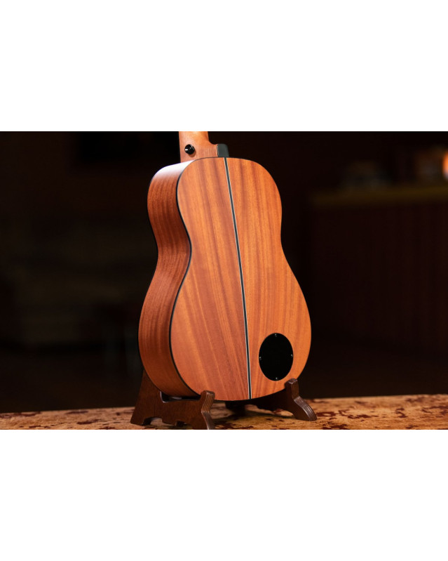 Ortega LIZZY-BSFL-GB Lizard Series Short Scale Fretless Uke Bass 4 String - Mahogany Natural + Bag