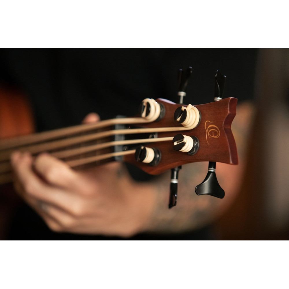 Ortega LIZZY-PRO Lizard Series Short Scale Fretless Uke Bass 4 String - Solid Mahogany Natural + Bag