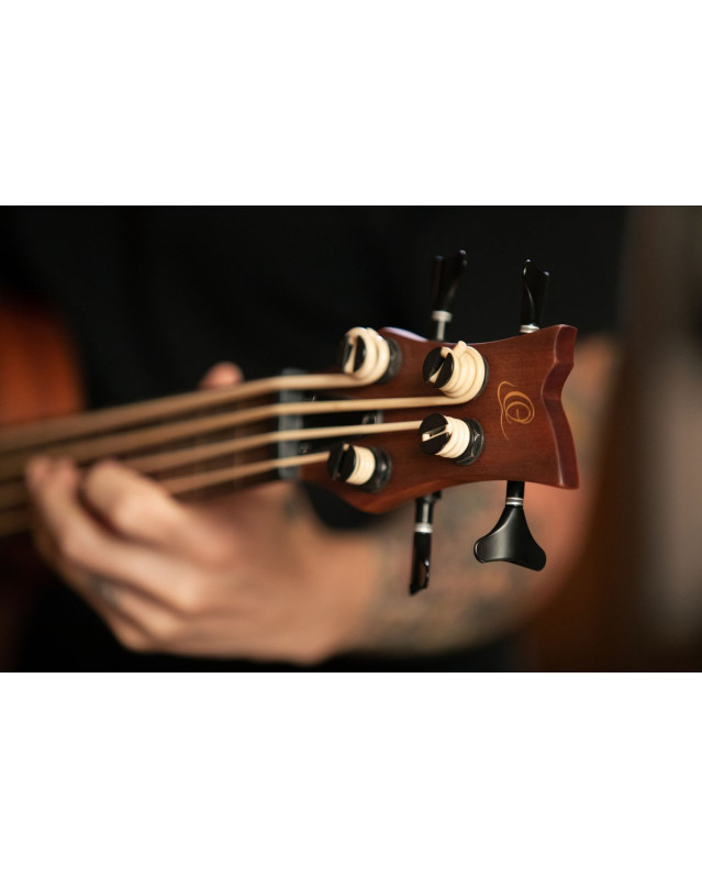 Ortega LIZZY-PRO Lizard Series Short Scale Fretless Uke Bass 4 String - Solid Mahogany Natural + Bag