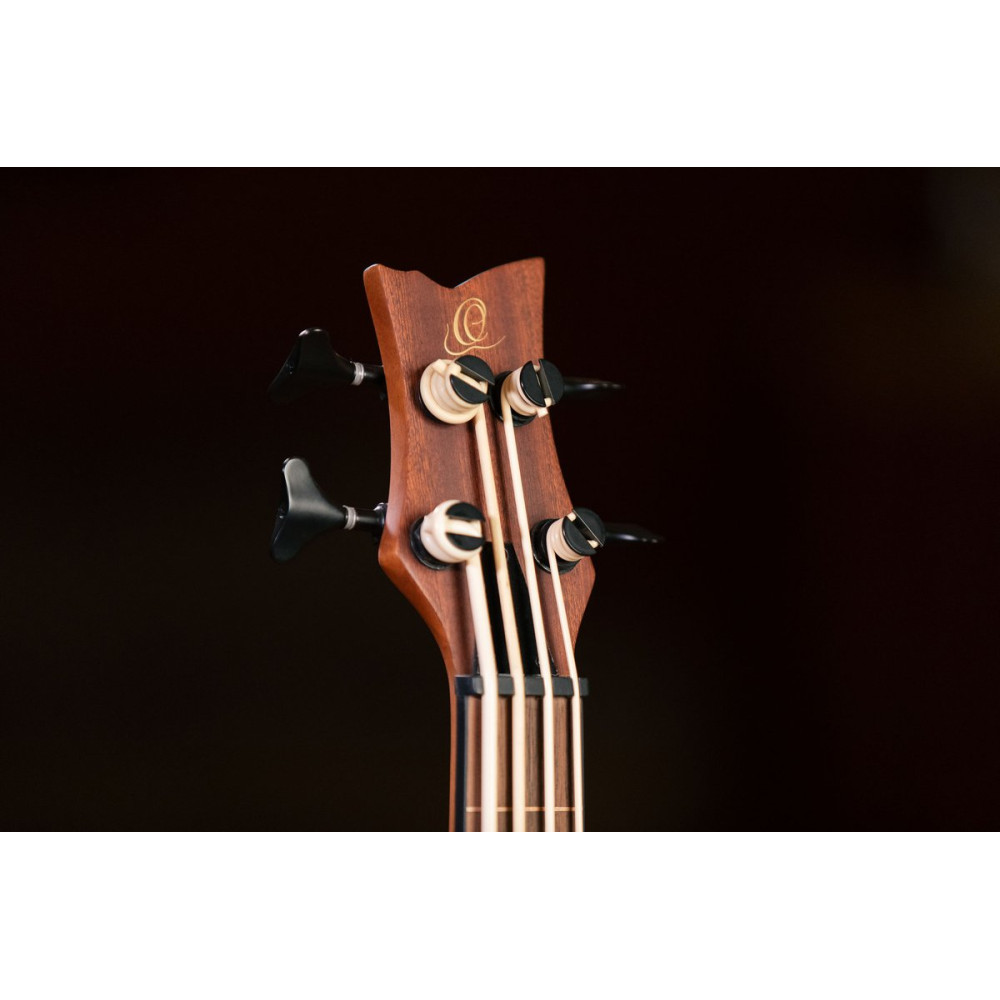 Ortega LIZZY-PRO Lizard Series Short Scale Fretless Uke Bass 4 String - Solid Mahogany Natural + Bag