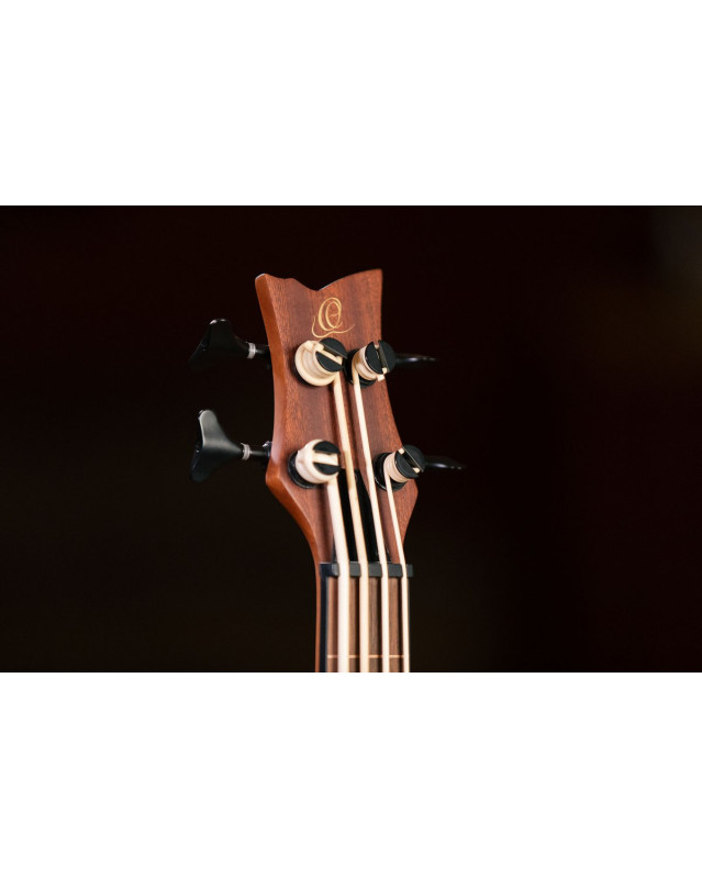 Ortega LIZZY-PRO Lizard Series Short Scale Fretless Uke Bass 4 String - Solid Mahogany Natural + Bag