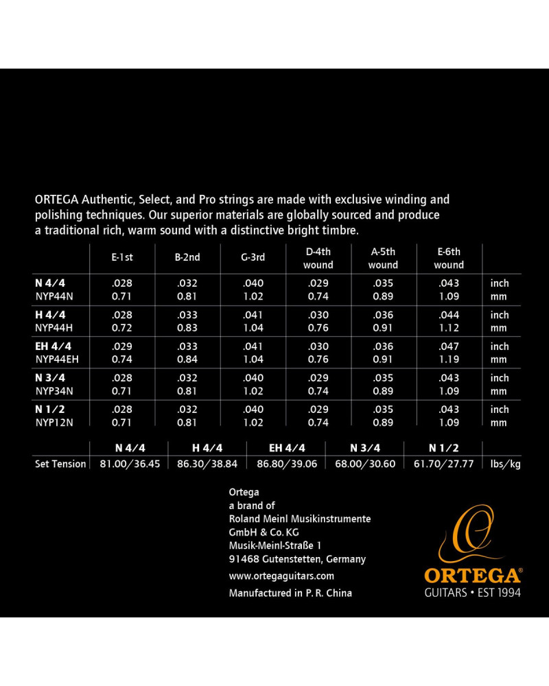 Ortega NYP34N Custom Made Strings Pro 3/4 Scale - Classical Guitar 6 String