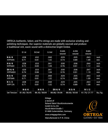 Ortega NYP44H Custom Made Strings Pro 4/4 Scale - Classical Guitar 6 String