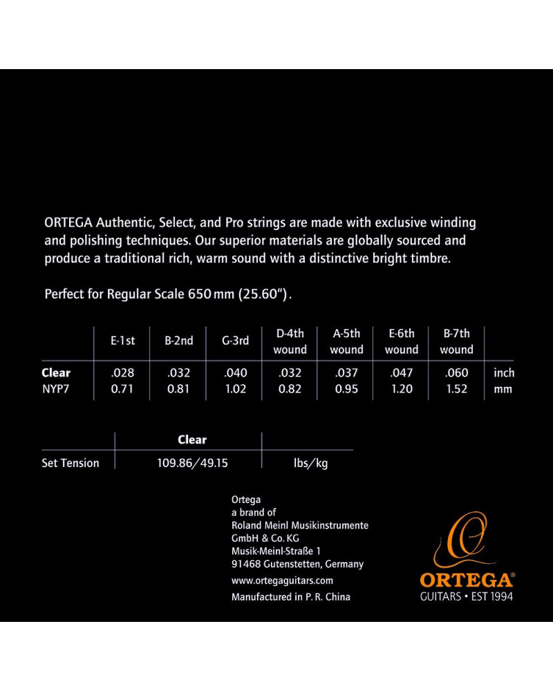 Ortega NYP7 Custom Made Strings Pro - Classical Guitar 7 String