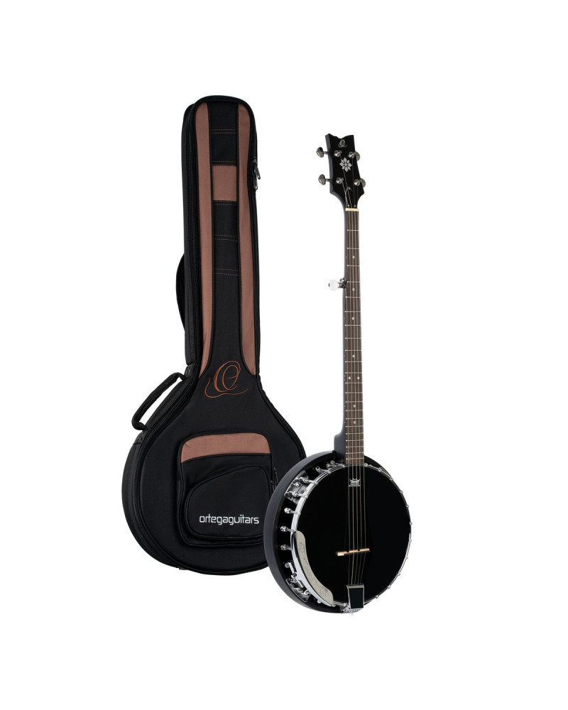 Ortega OBJ250-SBK Raven Series Banjo 5 String - Mahogany Black + Bag