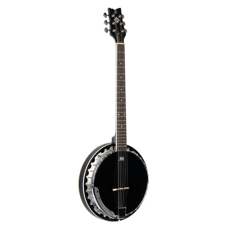 Ortega OBJ350/6-SBK Raven Series Banjo 6 String - Mahogany Black + Bag