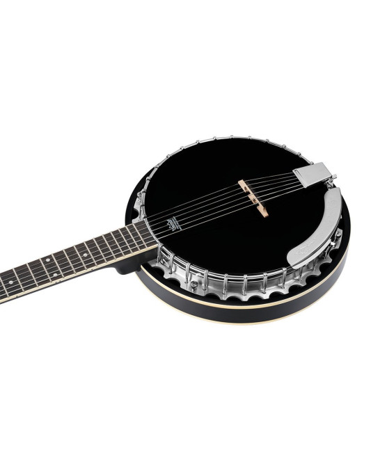 Ortega OBJ350/6-SBK Raven Series Banjo 6 String - Mahogany Black + Bag