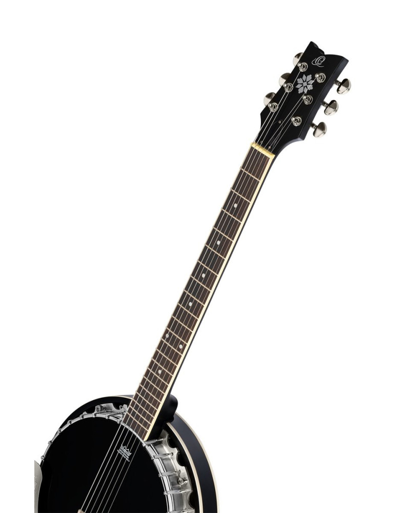 Ortega OBJ350/6-SBK Raven Series Banjo 6 String - Mahogany Black + Bag