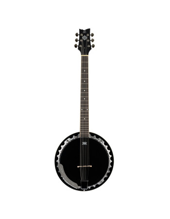 Ortega OBJ350/6-SBK Raven Series Banjo 6 String - Mahogany Black + Bag