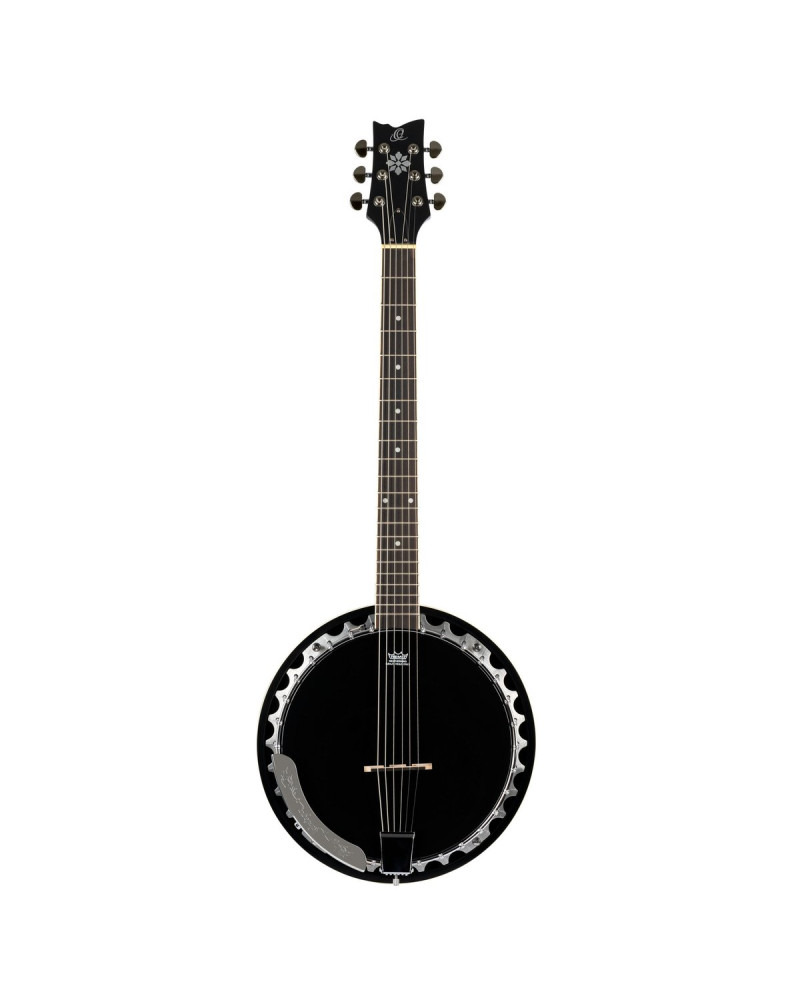 Ortega OBJ350/6-SBK Raven Series Banjo 6 String - Mahogany Black + Bag