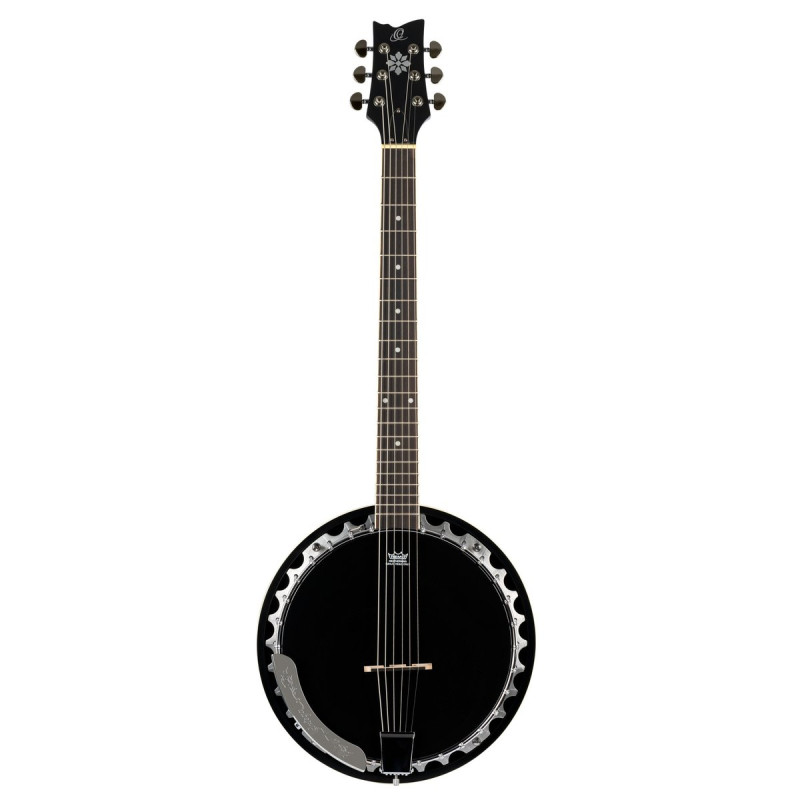 Ortega OBJ350/6-SBK Raven Series Banjo 6 String - Mahogany Black + Bag
