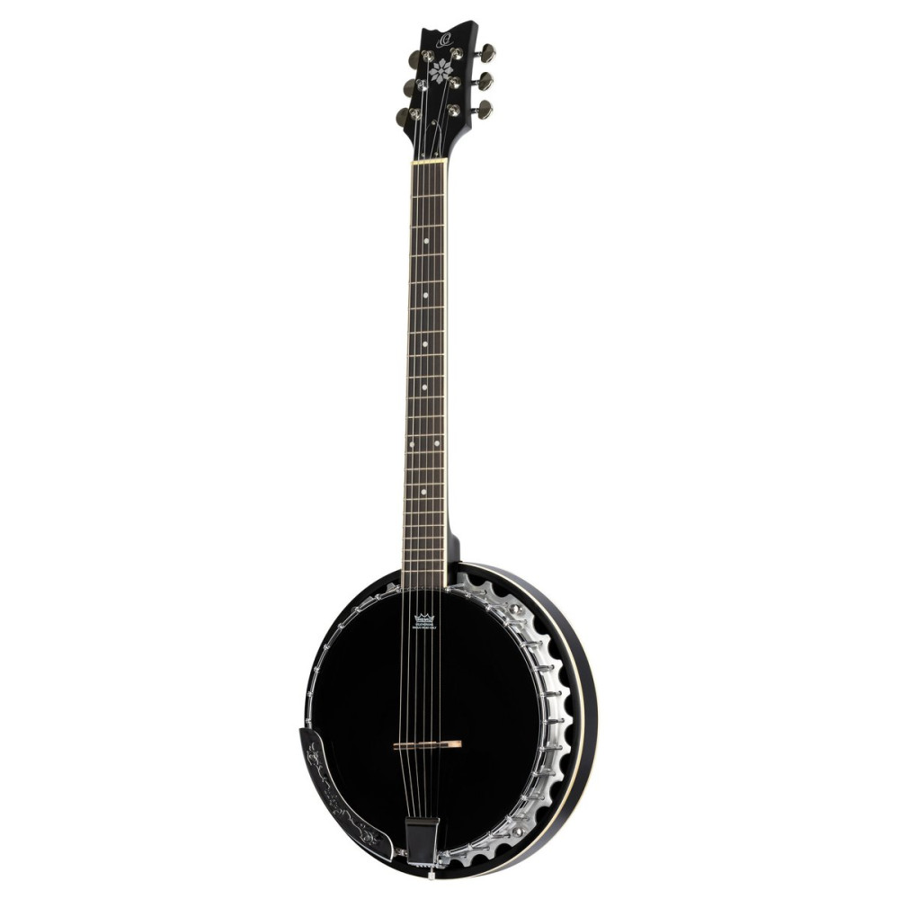 Ortega OBJ350/6-SBK Raven Series Banjo 6 String - Mahogany Black + Bag