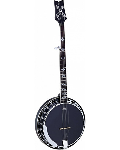 Ortega OBJ450-SBK Raven Series Banjo 5 String - Mahogany Black + Bag