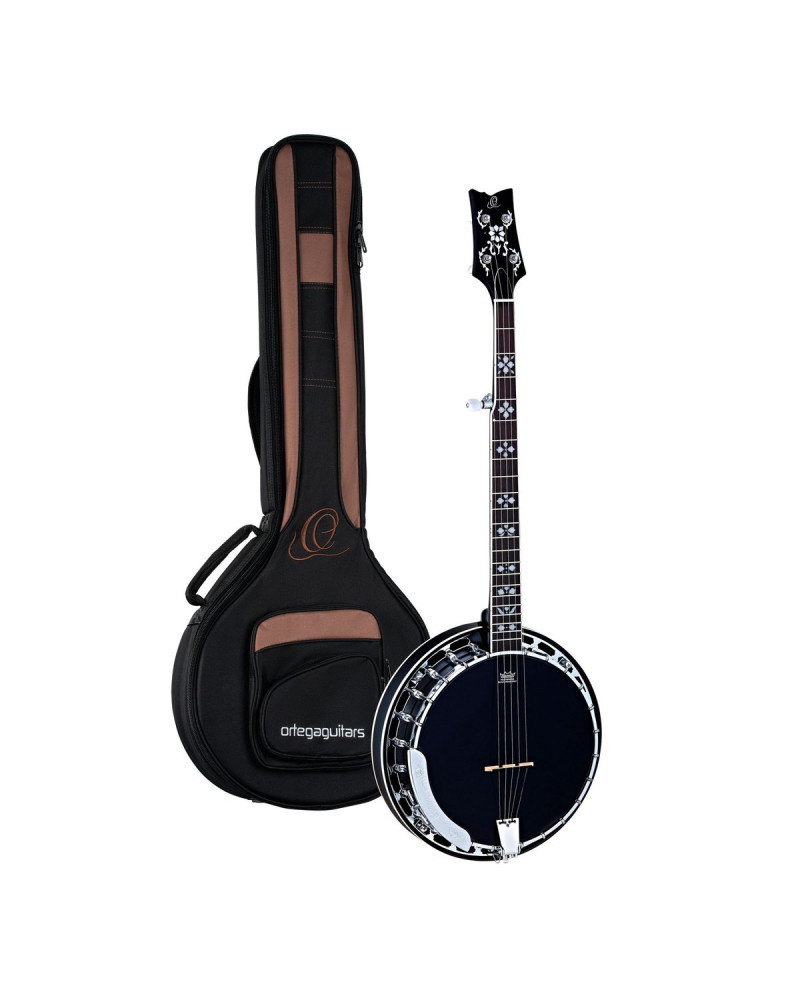 Ortega OBJ450-SBK Raven Series Banjo 5 String - Mahogany Black + Bag