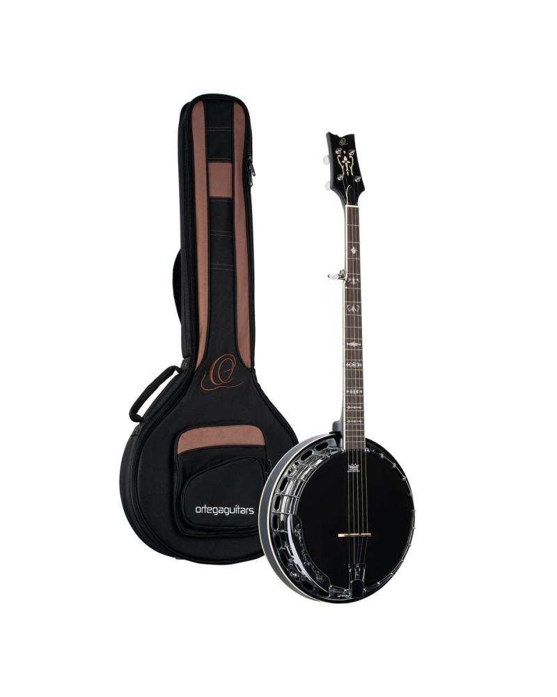 Ortega OBJ650-SBK Raven Series Banjo 5 String - Mahogany Black + Bag