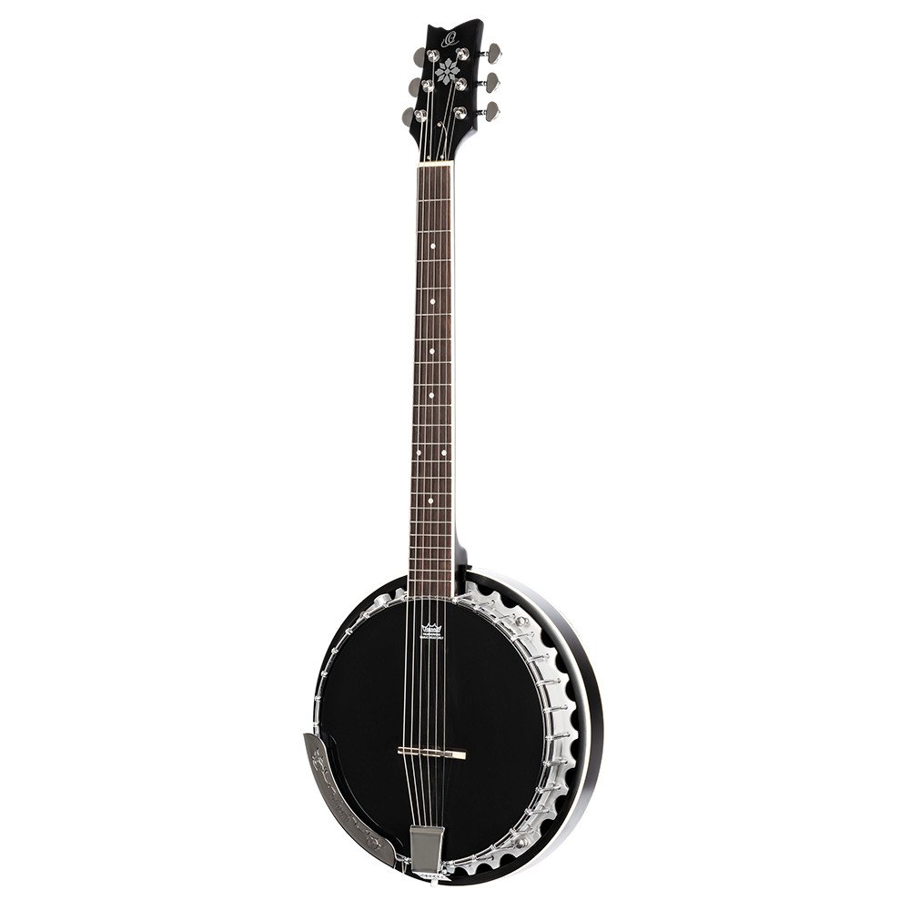 Ortega OBJE350/6-SBK Raven Series Banjo 6 String - Mahogany Black + Bag
