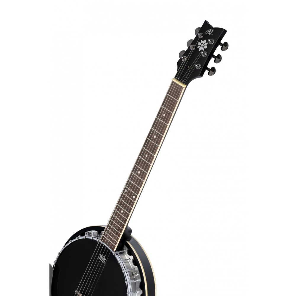 Ortega OBJE350/6-SBK Raven Series Banjo 6 String - Mahogany Black + Bag