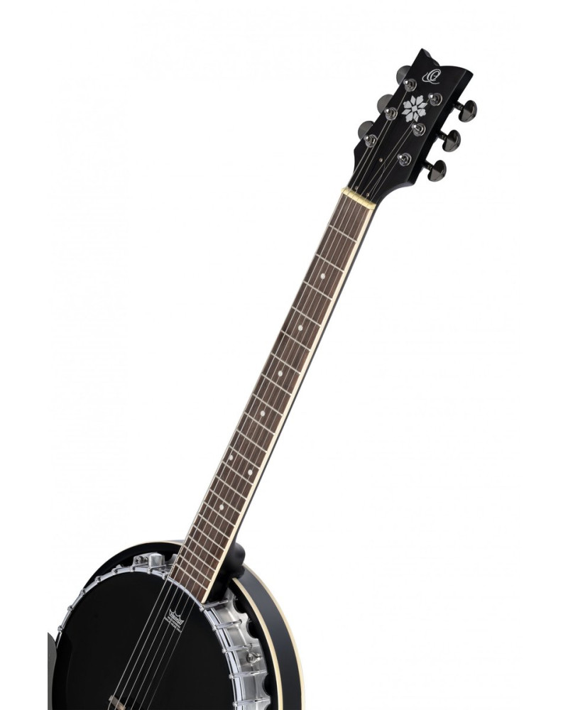 Ortega OBJE350/6-SBK Raven Series Banjo 6 String - Mahogany Black + Bag