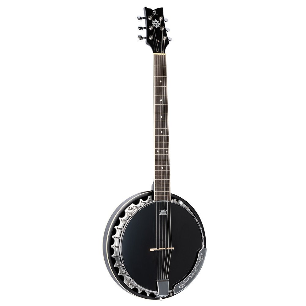 Ortega OBJE356-SBK-L Raven Series Banjo 6 String Lefty - Mahogany Black + Bag