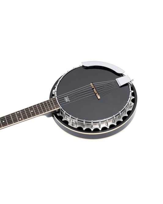 Ortega OBJE356-SBK-L Raven Series Banjo 6 String Lefty - Mahogany Black + Bag