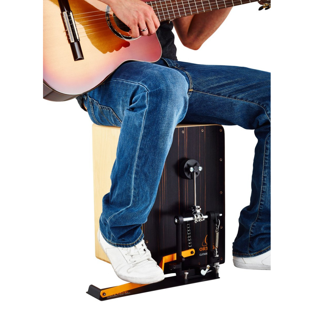 Ortega OCJP-GB Percussion Series Cajon Pedal - Orange / Black + Bag