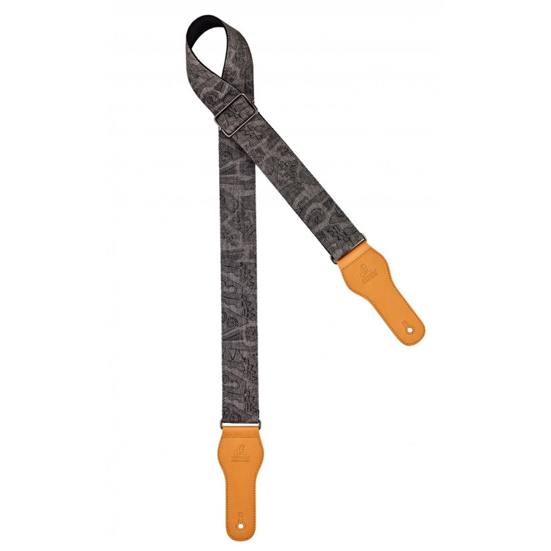 Ortega OCS-300 Spring Series Guitar Cotton Strap - Coal Jean