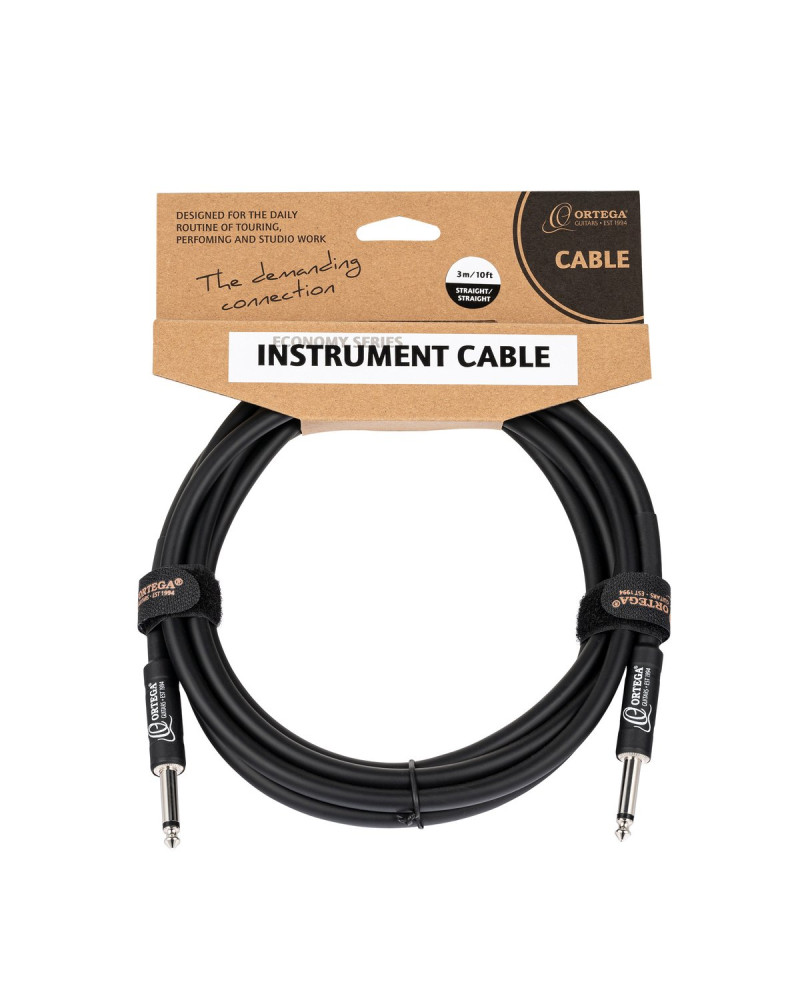 Ortega OECISPV-10 Economy Series Instrument Cable straight/straight jacks, 8 mm - 10 ft (3.0 m)