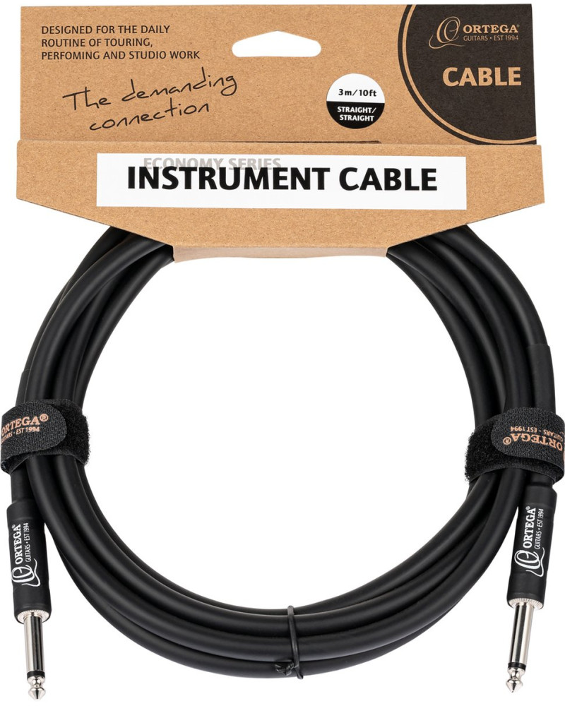 Ortega OECISPV-10 Economy Series Instrument Cable straight/straight jacks, 8 mm - 10 ft (3.0 m)