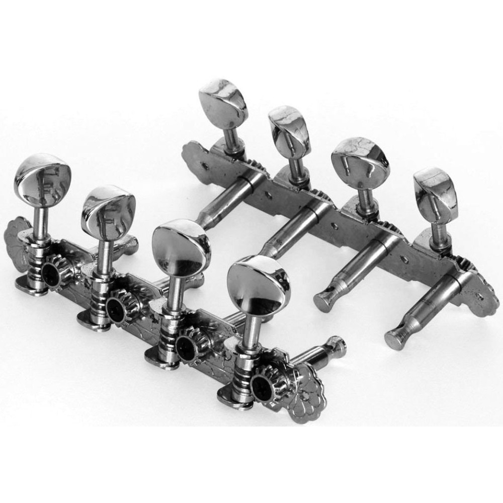 Tuner Set Mandoline Chrome Length 11,6cm, Distance between pegs 26mm - chrom