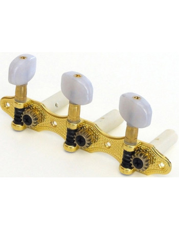 Tuner Gold G, B, E   4/4, mother-of-pearl Knobs, Length 12,1cm, distance between pegs 35mm - gold G, B, E  4/4