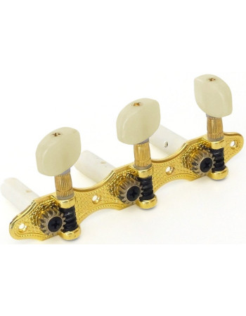 Tuner Gold E, A, D  4/4, Length 12,1cm, Cream Colored Knobs - gold  E, A, D  4/4, Creme Flügel