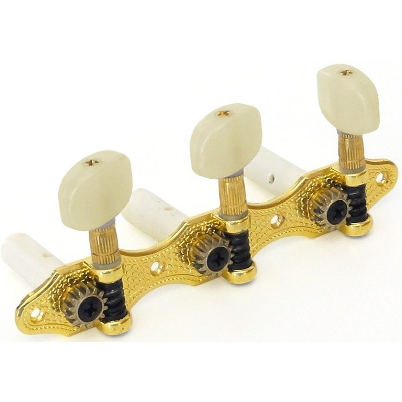 Tuner Gold E, A, D  4/4, Length 12,1cm, Cream Colored Knobs - gold  E, A, D  4/4, Creme Flügel