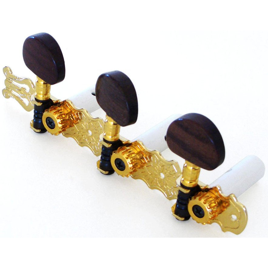 Tuner Gold, CMS G,B,E, Rosewood Buttons Length 11,9cm, distance between pegs 35mm - gold, CMS G,B,E,