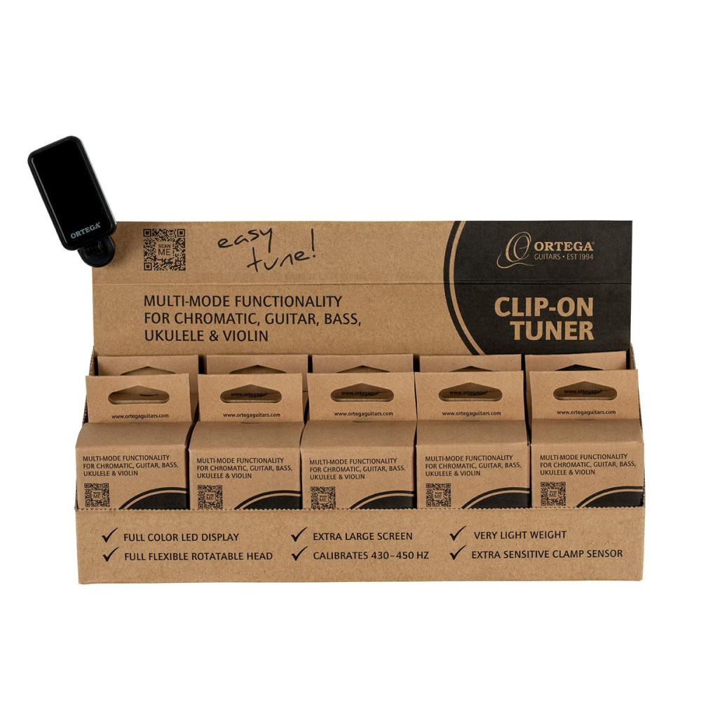 Ortega OETSD-10BK Multi-Mode Headstock-Tuner Sales Display - 10 pcs