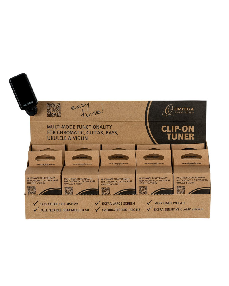 Ortega OETSD-10BK Multi-Mode Headstock-Tuner Sales Display - 10 pcs