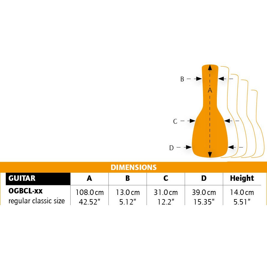 Ortega OGBCL-SUJ 4/4 Guitar Gigbag - Sun